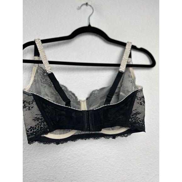 Elle Macpherson‎ Unpadded Underwire  Black Floral Balcony Lace Bra Size 36FF - Picture 4 of 9